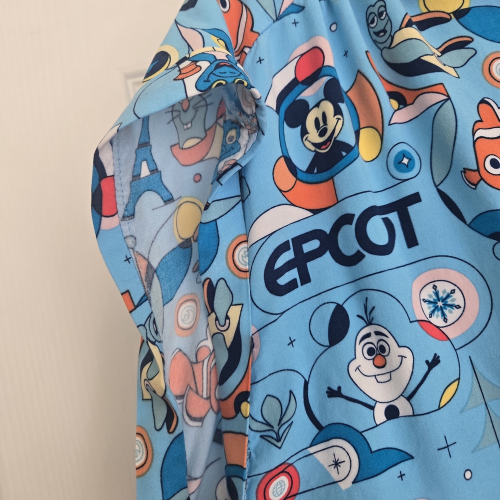 Disney Womens EPCOT Button Down Shirt - Light Blue with Characters - Picture 5 of 11